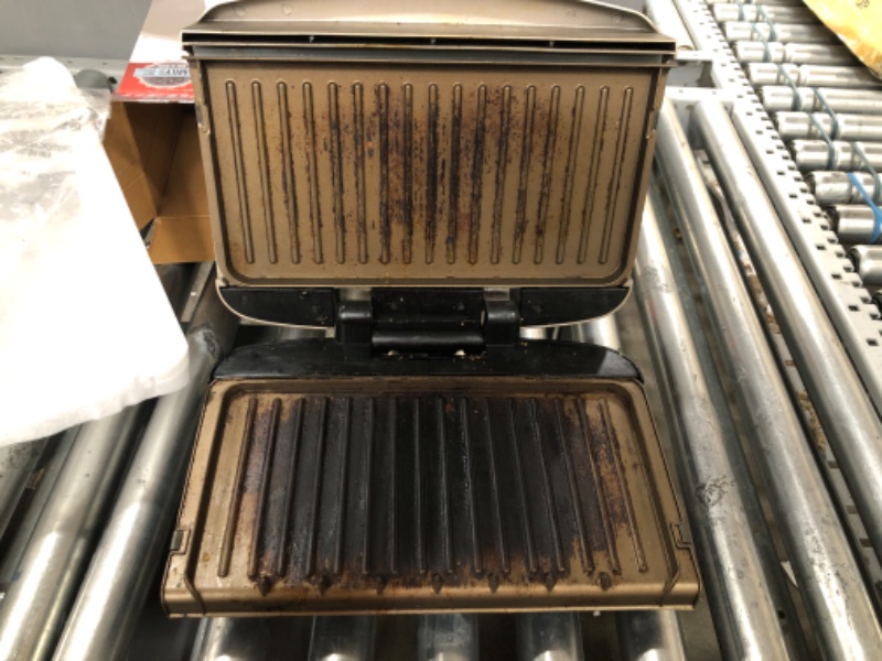 Photo 3 of * For Parts/Scrap *George Foreman 5-Serving Removable Plate Electric Indoor Grill and Panini Press - White Gold with Bronze Plates