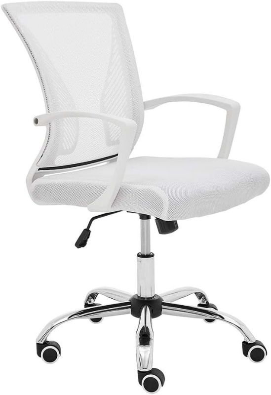 Photo 2 of **Leg Parts Only** Modern Home Zuna Mid-Back Office Task Chair - Ergonomic Back Supporting Mesh Back Desk Chair (White/White)
