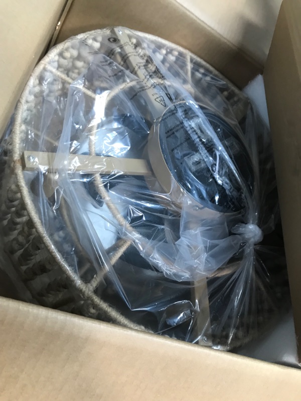 Photo 1 of ainqiant Rustic Wood Beaded Ceiling Fans with Lights,Boho Caged Flush Mount Ceiling Fan with Light and Remote,Retro Farmhouse Bladeless Ceiling Fan for Bedroom,Living Room