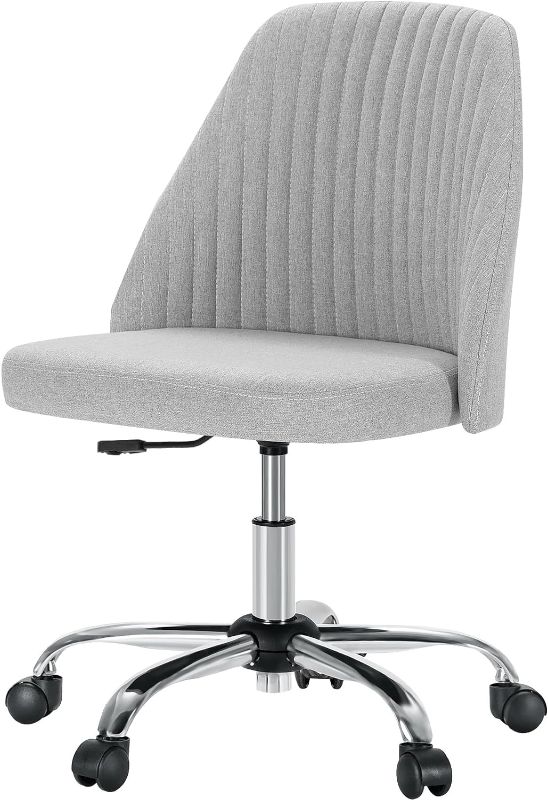 Photo 1 of NEWBULIG Modern Armless Home Office Desk Chair with Comfortable Fabric Cover Swivel Wheels and Adjustable Height for Living Room,Bedroom,Conference Computer Task, Grey
