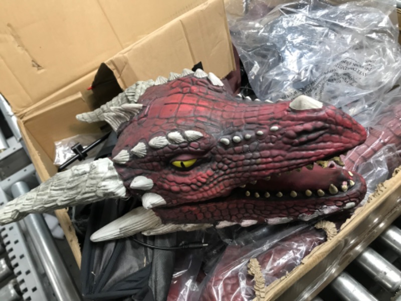 Photo 3 of ***SEE NOTES***Haunted Hill Farm Motion-Activated 6-Ft. Tall Brimstone Dragon by SVI, Plug-in Scare Prop Animatronic for Indoor or Covered Outdoor Creepy Halloween Decoration 72" Brimstone Dragon