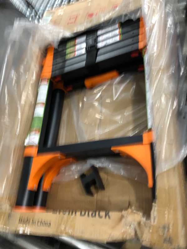 Photo 1 of RIKADE Telescoping Ladder, A-Frame Aluminum Telescopic Ladder with 1-Button Retraction, Portable Extension Ladder Adjustable Lightweight Folding Ladder for Home or RV Work, 330lb Capacity(1.7+2M) Black 1.7+2.0m