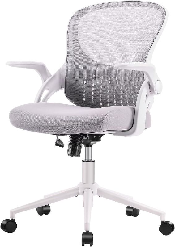 Photo 1 of SMUG Home Office Ergonomic Desk Mesh Computer Modern Height Adjustable Swivel Chair with Lumbar Support/Flip-up Arms, Grey, 23.8D x 23.2W x 39.8H
