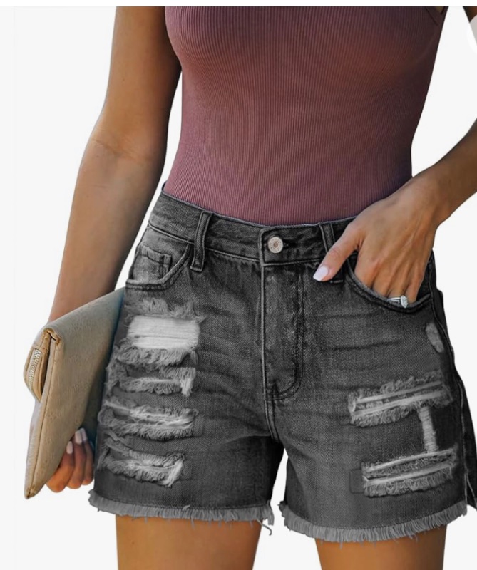 Photo 1 of Medium
onlypuff Women's Ripped Mid Waisted Denim Shorts with Pockets
