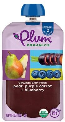 Photo 1 of BB:12/2023   **ASSORTED FLAVORS***
Plum Organics Pear Purple Carrot & Blueberry Baby Food Pouch - 18PACK