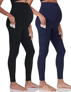 Photo 1 of MIRITY Women's Maternity Leggings Over The Belly Pregnancy Workout Stretchy Yoga Pants with Pockets 2 PAIR
BOTH BLACK