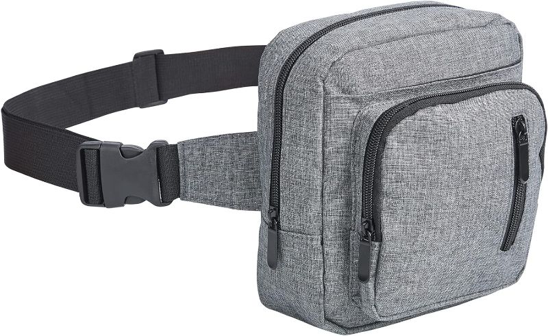 Photo 1 of KHEDALTS Men Sports Waist Bag With 5 Pockets, Hip Bum Bag With Adjustable Strap, Hip Fanny Pack Passport Belt Bag for Enjoy Travelling Hiking Walking Crossbody Chest Bag Fit All Phones. (Grey)
