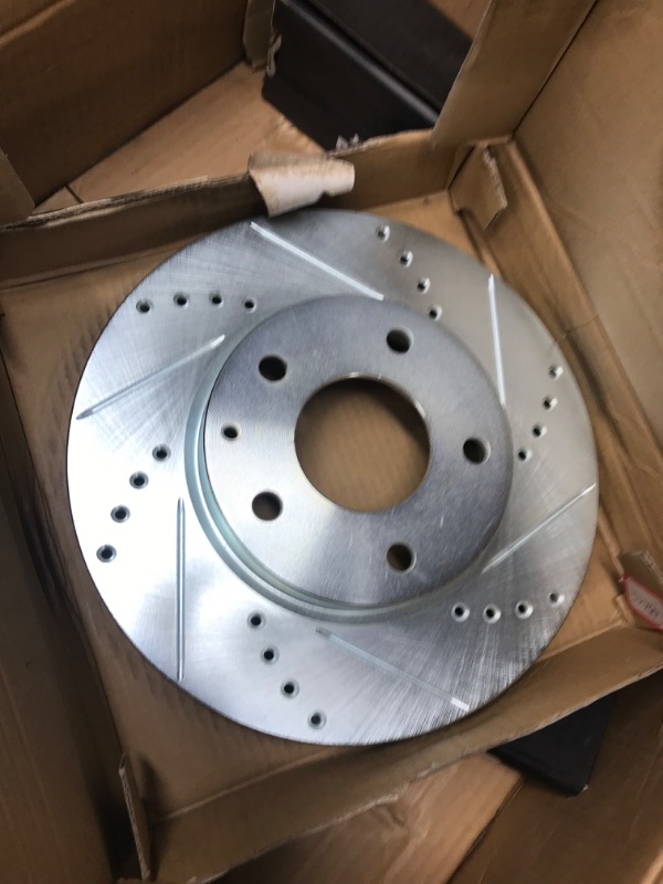Photo 2 of 1 Pair Dynamic Friction 631-80053R - Drilled and Slotted Silver Zinc Brake Rotor