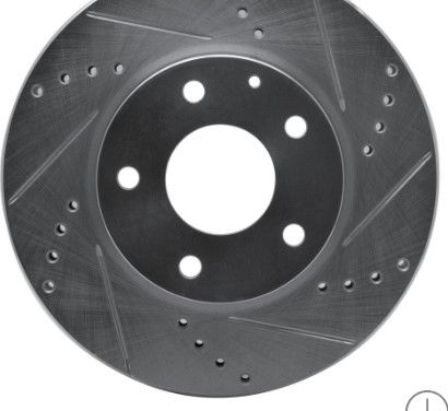 Photo 1 of 1 Pair Dynamic Friction 631-80053R - Drilled and Slotted Silver Zinc Brake Rotor