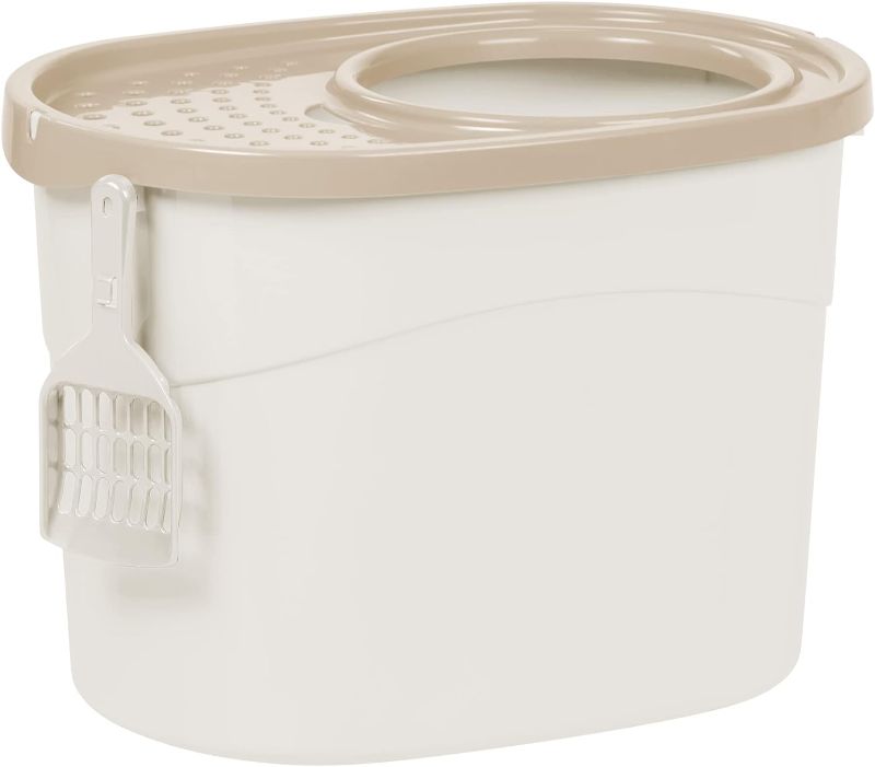 Photo 1 of 
Iris Ohyama, Cat Litter Tray with Perforated lid, no Odor & Litter Spill, Large Entrance ø 22.9 cm, Scoop Included, for cat - Top Entry Cat Litter Box...
Color:White
Style:Medium (46L)