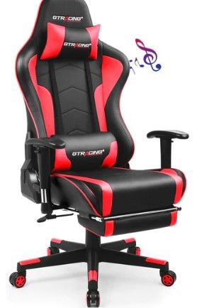 Photo 1 of 
GTRACING Gaming Chair with Footrest Speakers Video Game Chair Bluetooth Music Heavy Duty Ergonomic Computer Office Desk Chair Red
Color:Red