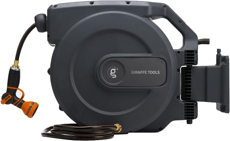 Photo 1 of 
Giraffe Tools AW501/2 Retractable Water Hose Reel 1/2" x 155 ft, Wall Mounted Garden Hose Reel, Auto Rewind System, 180 Deg Swivel, 9 Pattern Nozzle,...
Size:1/2'' 155FT
Color:Dark Grey