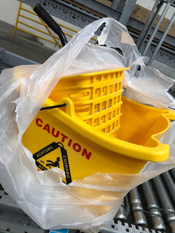 Photo 2 of 
Amazon Basics Side Press Wringer Combo Commercial Rectangular Mop Bucket on Wheels, 35-Quart, Yellow