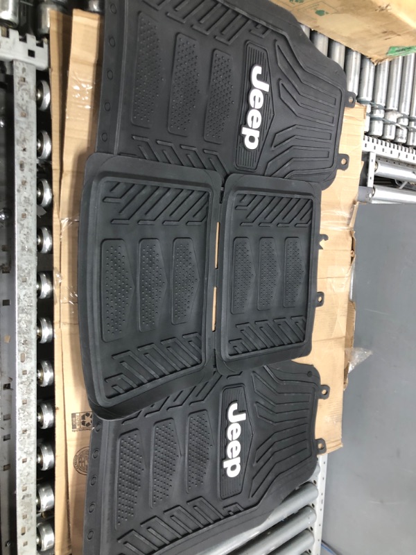 Photo 2 of **SPEED GRIP NOT INCLUDED**  Jeep Weatherpro 4 Piece Floor Mats Set, Floor Mats by Plasticolor (001668R01) , Black & Car Truck SUV Black Grip Steering Wheel Cover - Speed for Jeep Floor Mats + Wheel Cover