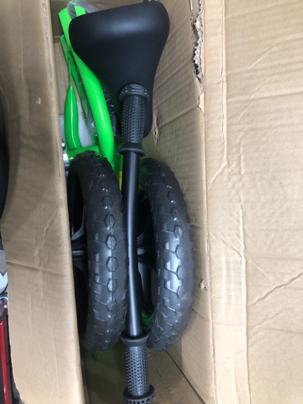 Photo 2 of **BIKE Has green frame, not black**   Elantrip Balance Bike, Lightweight Black Toddler Bike for 2 3 4 5 Year Old Boys, Birthday Gift Toys for 2-5 Year Old Boys and Girls, No Pedal Bikes for Kids with Adjustable Handlebar and seat