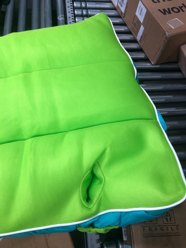 Photo 3 of Big Joe Captain's Float No Inflation Needed Pool Lounger with Drink Holder, Lime/Capri Mesh, 3ft