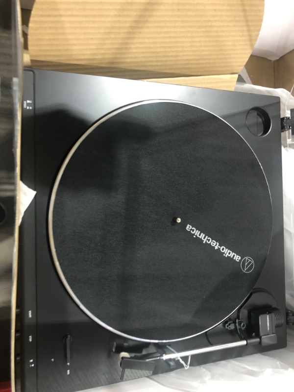 Photo 5 of Audio-Technica AT-LP60X-BK Fully Automatic Belt-Drive Stereo Turntable, Black, Hi-Fi, 2 Speed, Dust Cover, Anti-Resonance, Die-Cast Aluminum Platter