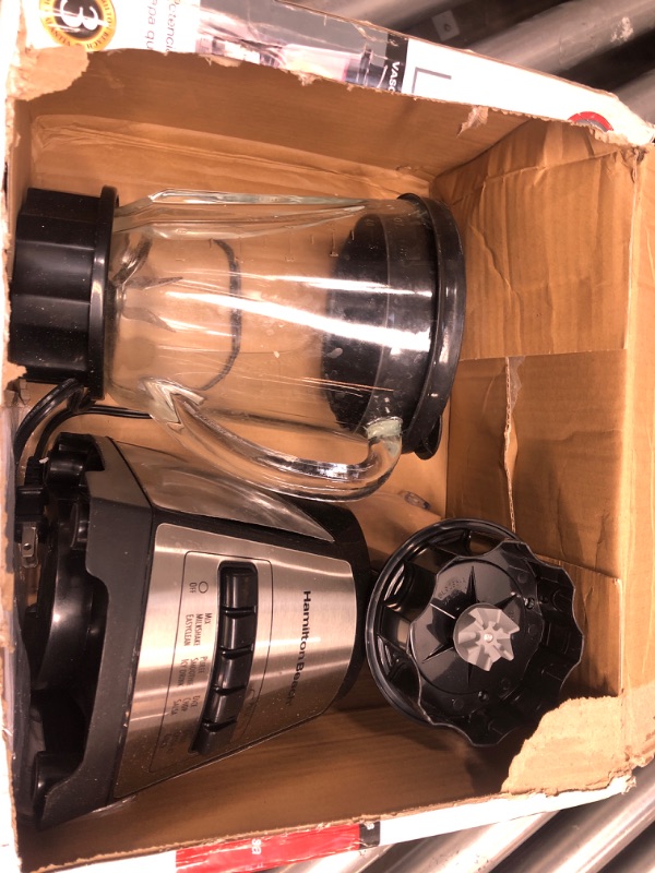 Photo 2 of ***PARTS ONLY***Hamilton Beach Power Elite Blender with 40oz Glass Jar and 3-Cup Vegetable Chopper, 12 Functions for Puree, Ice Crush, Shakes and Smoothies, Black and Stainless Steel (58149)
