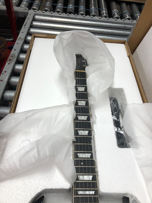 Photo 2 of Leo Jaymz 39 Inch Double Cut Solid Body Electric Guitar - Poplar Wood Body?Maple Neck and Composite Ebony Fretboard (DC Black)
