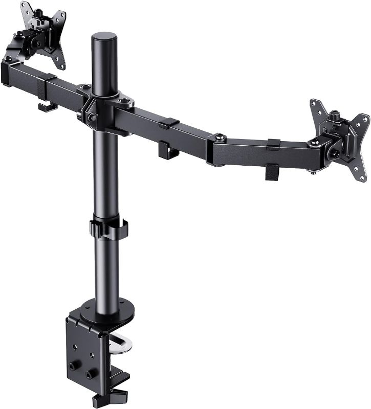 Photo 1 of ErGear Dual Monitor Desk Mount, Fully Adjustable Dual Monitor Arm for 2 Computer Screens up to 32 inch, Heavy Duty Dual Monitor Stand for Desk, Holds up to 17.6 lbs per Arm, Black, EGCM1