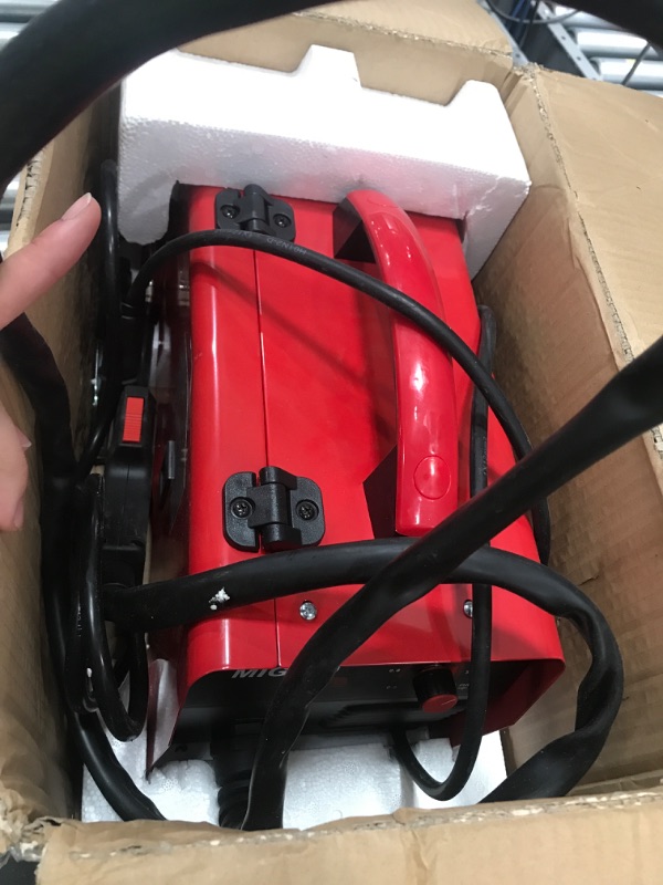 Photo 1 of display4top Mig Welder, 130A Portable Welding Machine, Flux Core Wire Welder, MIG 130 Automatic Feed Welding Machine Equipment with Mask - 110V (red)
