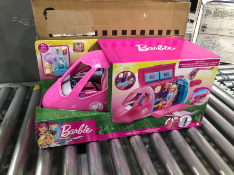 Photo 2 of Barbie Dreamplane Airplane Toys Playset with 15+ Accessories Including Puppy, Snack Cart, Reclining Seats and More Standard