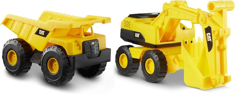 Photo 1 of CatToysOfficial CAT Construction Tough Rigs 15" Dump Truck & Excavator Set Toys 2 Pack Ages 3+ Kid Powered Caterpillar Vehicle Set Indoor or Ourdor Play No Batteries Required