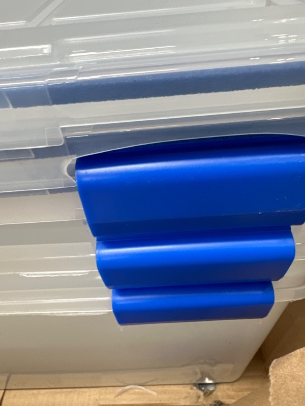 Photo 5 of * all lids broken * bins in good shape * 
IRIS USA 60 Quart WEATHERPRO Plastic Storage Box with Durable Lid and Seal 