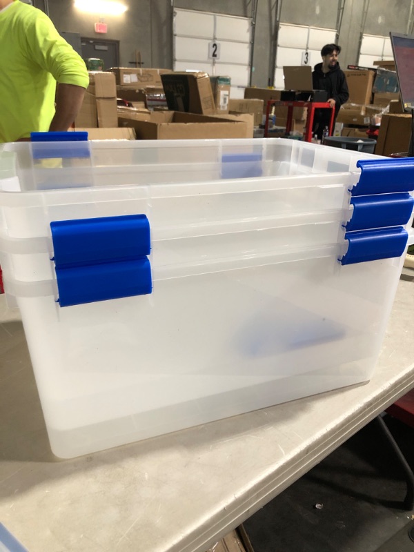 Photo 2 of * all lids broken * bins in good shape * 
IRIS USA 60 Quart WEATHERPRO Plastic Storage Box with Durable Lid and Seal 