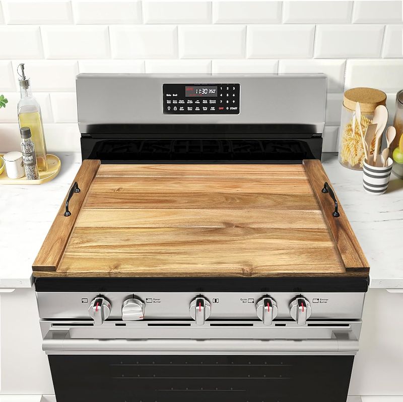 Photo 1 of [STOCK PHOTO]
GASHELL Gas Stove Cover with Handles, Multiple Wood Stove Top Cover Board for Gas Stove(Acacia)