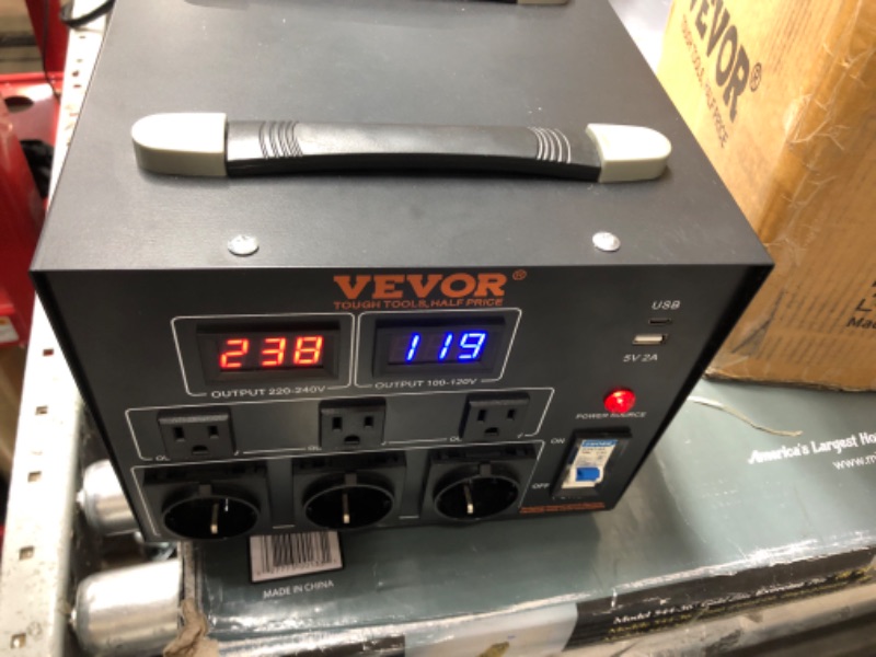Photo 1 of VEVOR Voltage Converter Transformer, 2000W, Heavy Duty Step Up/Down Transformer, Convert from 110 Volt to 220 Volt and from 220 Volt to 110 Volt, with US Outlet EU Outlet 5V USB Port, CE Certified see notes- stock photo & actual product may not be identic