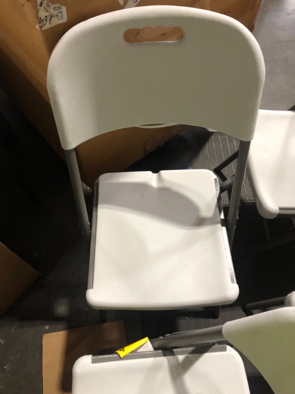 Photo 8 of *DAMAGE* **SEE NOTES** Folding Plastic Chair -White 4-Pack