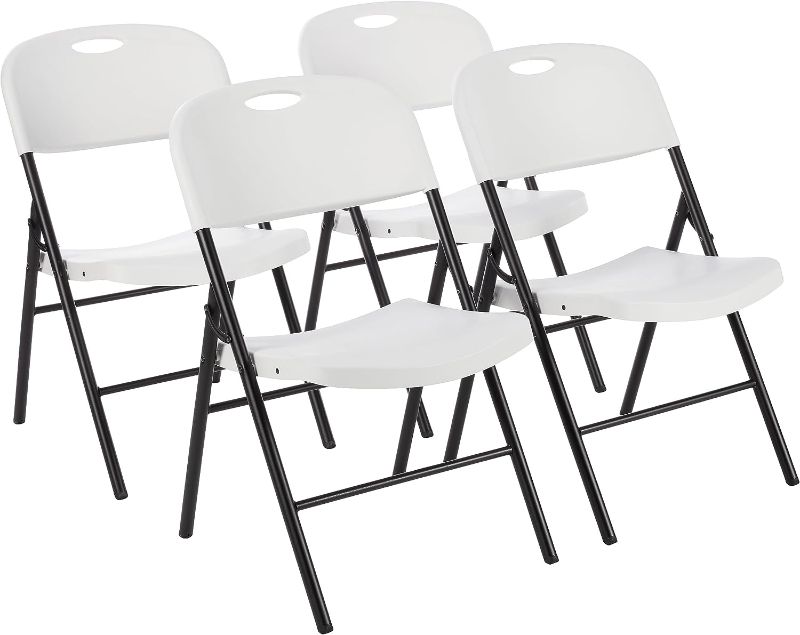 Photo 1 of *DAMAGE* **SEE NOTES** Folding Plastic Chair -White 4-Pack