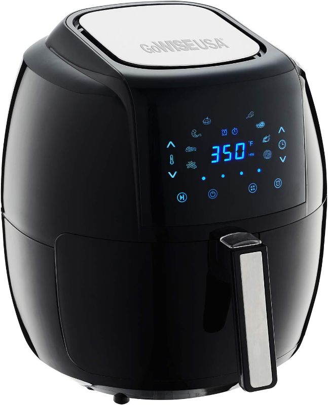 Photo 1 of GoWISE USA 1700-Watt 5.8-QT 8-in-1 Digital Air Fryer with Recipe Book, Black
