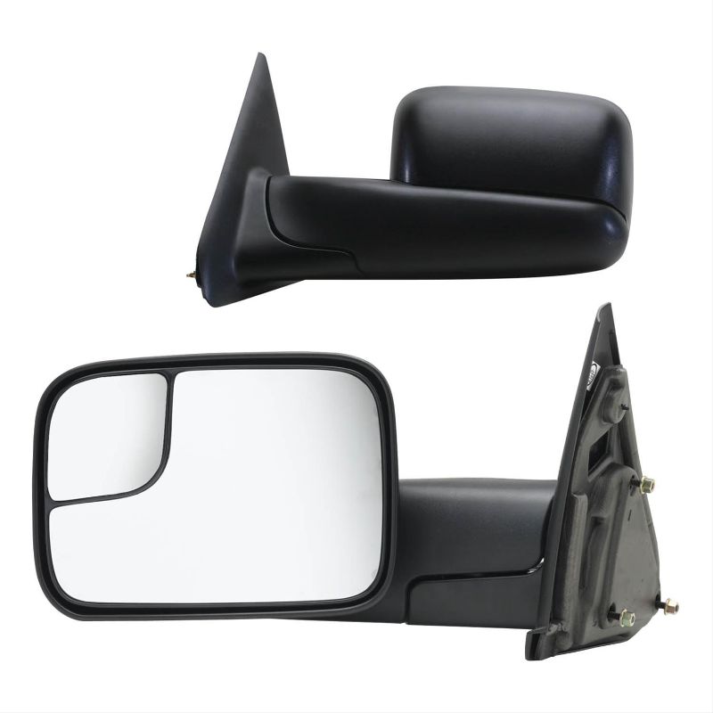 Photo 1 of Fit System 60111-12C Towing Mirror Pair for Dodge Ram Pick-Up 1500, 2500/3500, Textured Black, spot Mirror, flip-Out Head, Foldaway Manual