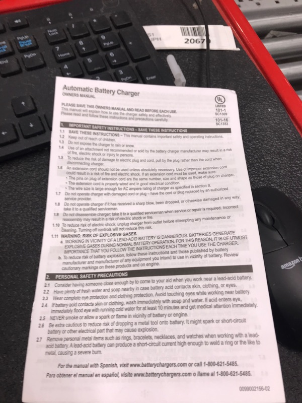 Photo 3 of Schumacher SC1309 Battery Charger with Engine Starter, Boost, and Maintainer - 200 Amp/40 Amp, 6V/12V - for Cars, Trucks, SUVs, Marine, RV Batteries
