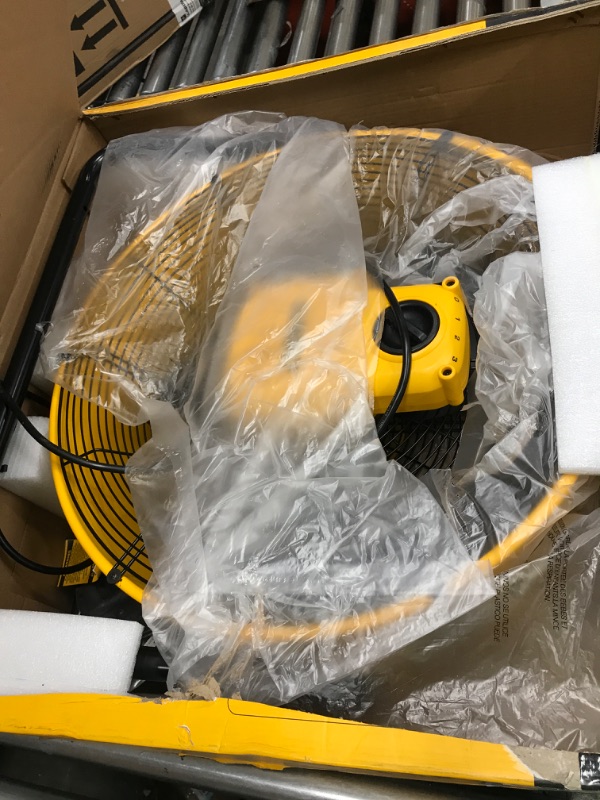 Photo 2 of DEWALT DXF-2042 High-Velocity Industrial,Floor,Drum,Barn,Warehouse Fan Heavy Duty Mover Portable Air Circulator 3-Speed Adjustable Tilt, 20", Yellow