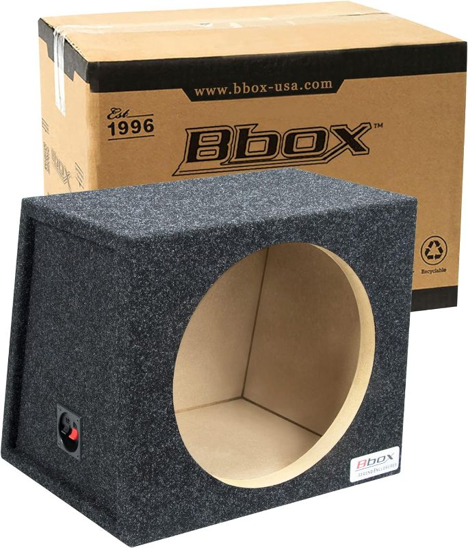 Photo 1 of Bbox Single Sealed 12 Inch Subwoofer Enclosure - Car Subwoofer Boxes & Enclosures - Premium Subwoofer Box Improves Audio Quality, Sound & Bass - Red & Black Spring Terminals - Charcoal 12" Single Sealed