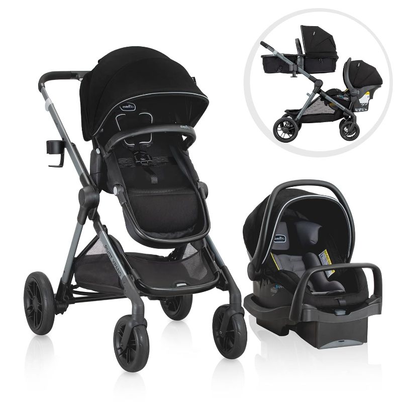 Photo 1 of 
Evenflo Pivot Xpand Modular Travel System with LiteMax Infant Car Seat with Anti-Rebound Bar (Ayrshire Black)
Color:Ayrshire Black