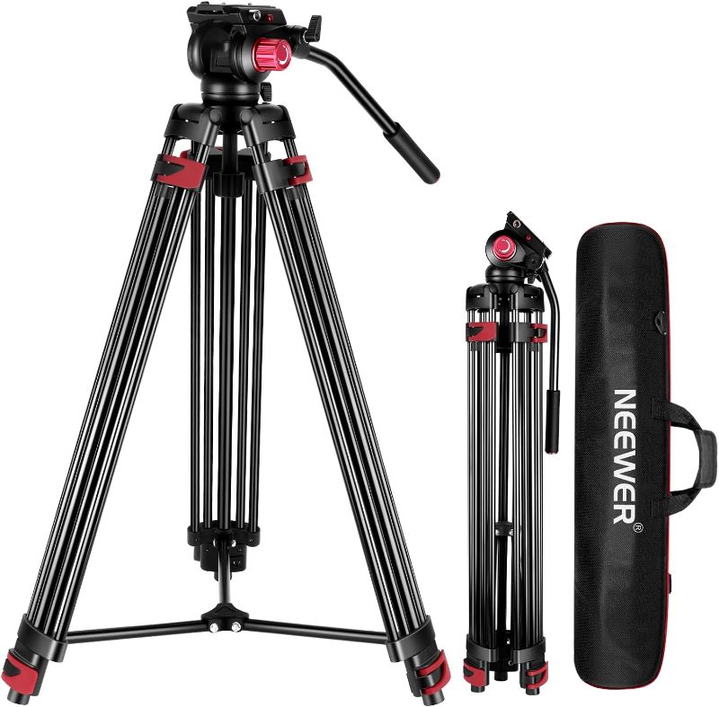 Photo 1 of 
NEEWER 79"/200cm Video Tripod, Heavy Duty Aluminum Alloy Camera Tripod Stand with 360° Fluid Drag Head, QR Plate Compatible with Canon Nikon Sony and...