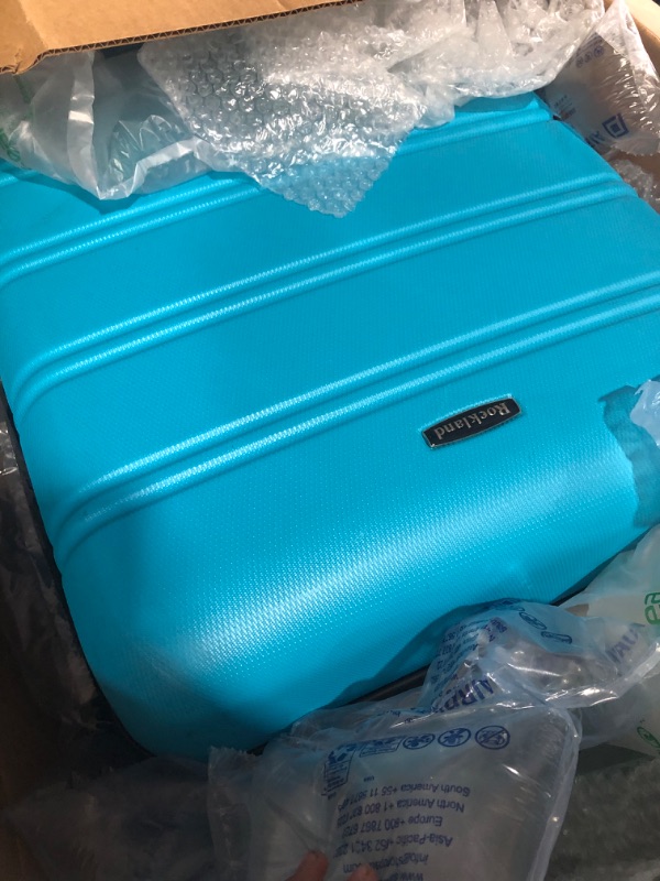 Photo 2 of [READ NOTES]
Rockland Melbourne Hardside Expandable Spinner Wheel Luggage, Turquoise/Aqua, Checked-Large 28-Inch