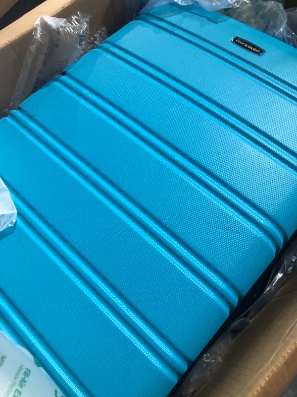 Photo 4 of [READ NOTES]
Rockland Melbourne Hardside Expandable Spinner Wheel Luggage, Turquoise/Aqua, Checked-Large 28-Inch