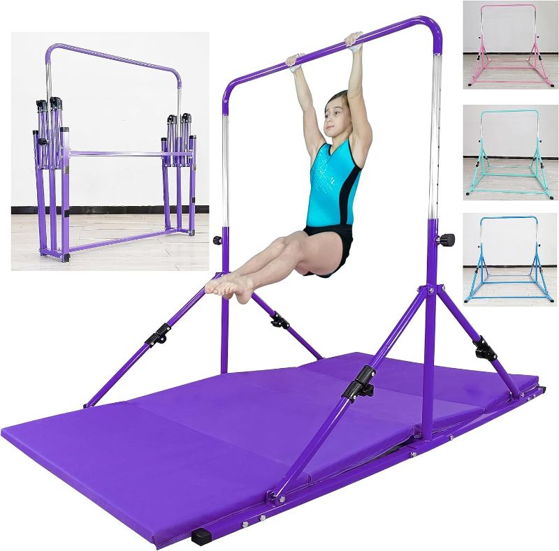 Photo 1 of 
Seliyoo fodable Gymnastic kip bar, Gymnastics bar for Kids Ages 3-12,Adjustable Height from 33" to 49", Safety and Durable Triangle Base...
Color:Purple-Mat