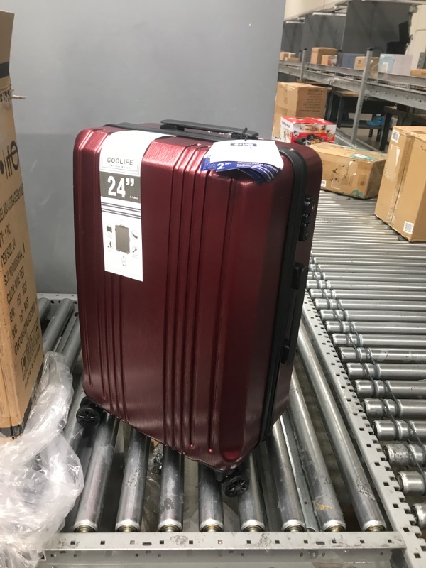 Photo 2 of Coolife Luggage Suitcase PC+ABS with TSA Lock Spinner Carry on Hardshell Lightweight 20in 24in 28in (wine red