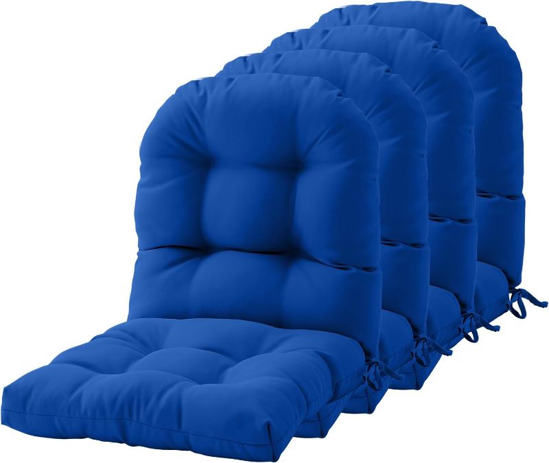 Photo 1 of 
FILUXE Chair Pads, Seat/Back Patio Cushions - Waterproof Solid Tufted Pillow, Indoor/Outdoor Pads with Ties, Fade-Resistant & Seasonal All Weather...
Color:Marine Blue
Size:4 Count (Pack of 1)