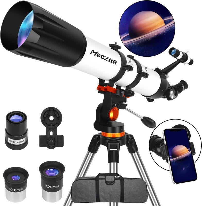 Photo 1 of 
MEEZAA Telescope, Telescope for Adults Astronomy Professional, 90mm Aperture 800mm Refractor Telescope for Kids Beginners, Multi-Coated High Transmission...