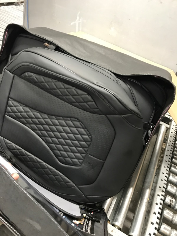 Photo 1 of Coverado Leather Seat Covers, Waterproof Luxury Leatherette Car Seat Cushions for Front and Rear 5 Pcs, Stylish Seat Protectors Auto Accessories Universal Fit Most Sedans, SUVs and Trucks, Black Black FullSet