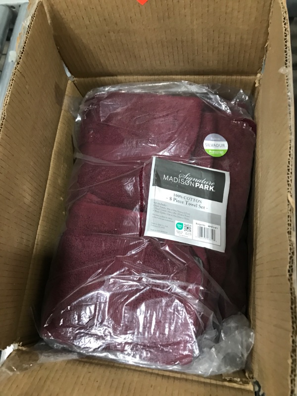 Photo 2 of MADISON PARK SIGNATURE 800GSM 100% Cotton Luxurious Bath Towel Set Highly Absorbent, Quick Dry, Hotel & Spa Quality for Bathroom, Multi-Sizes, Burgundy 8 Piece Multi-Sizes Burgundy