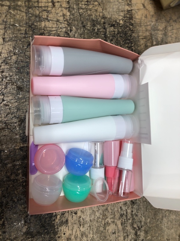 Photo 2 of 19 Pack Travel Size Bottles For Toiletries, 3 oz Tsa Approved Shampoo and Conditioner Bottles Toiletries Containers with Tags, Squeezable Silicone Lotion Tubes Spray Bottles, Travel Essentials 3 OZ Light