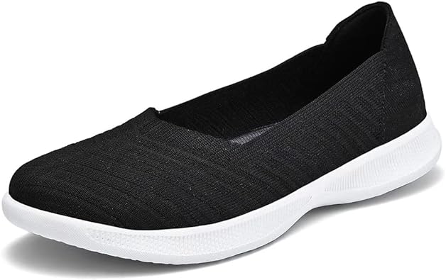 Photo 1 of konhill Women's Slip on Loafers - Comfy Walking Tennis Low-Top Ballet Flat Nurse Shoes Casual Sneakers 7.5